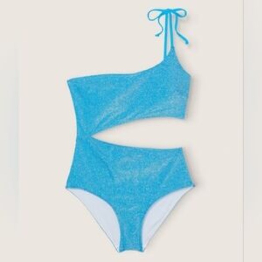 PINK Victoria's Secret One-Shoulder Cutout Swimsuit - Bright Blue